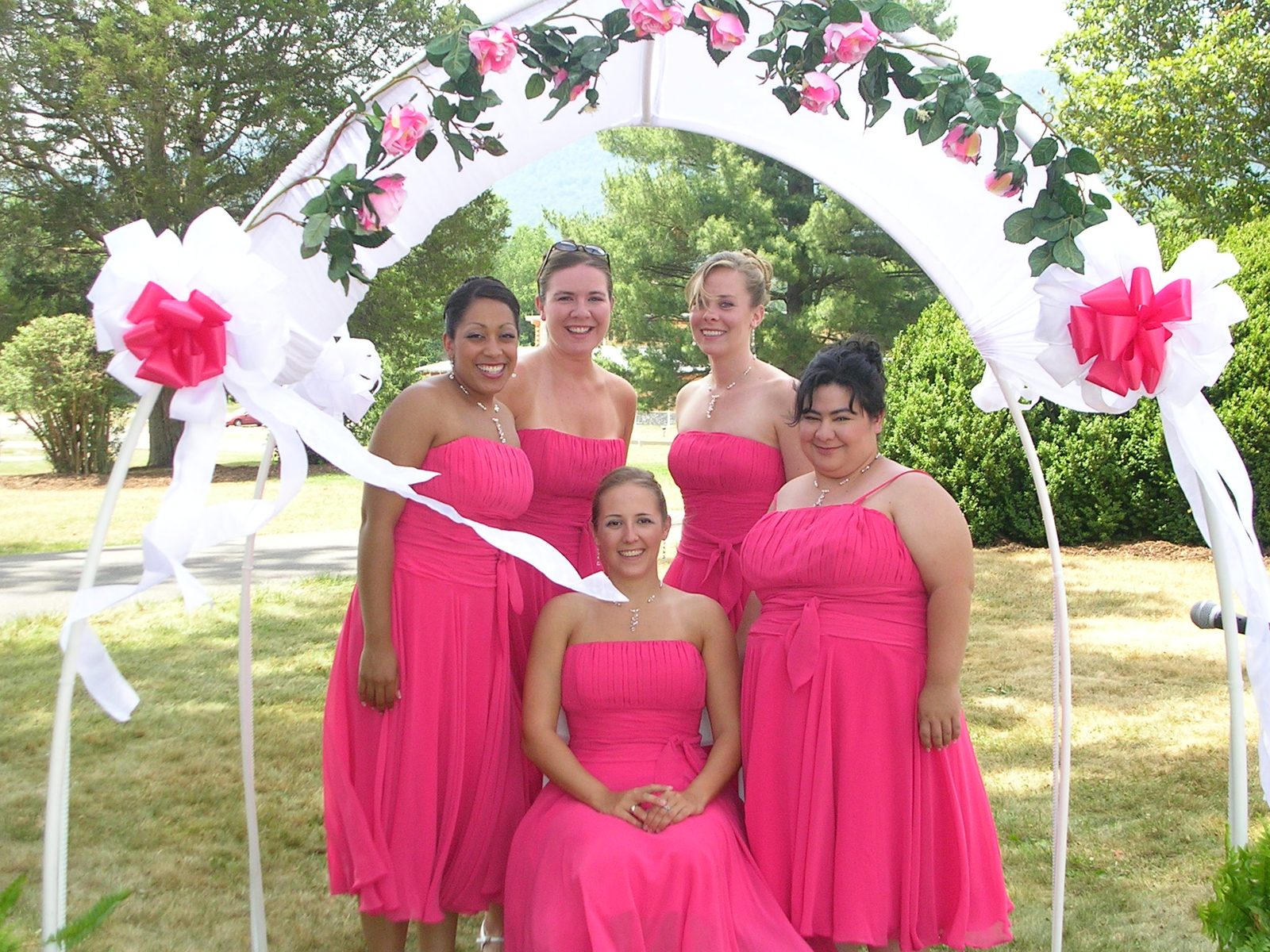 The bridesmaids.  I really wish that ribbon hadn't blown across the middle of it.